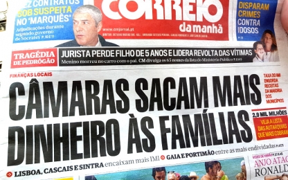 "Câmaras sacam mais dinheiro às famílias" - Jornal Correio da Manhã