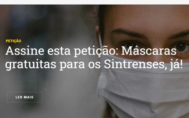 Petição pública – Máscaras gratuitas para os Sintrenses, já!